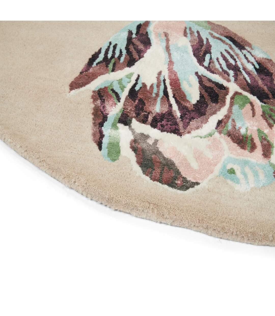 Tapis rond fait à la main en laine motif floral TRANKI R-3