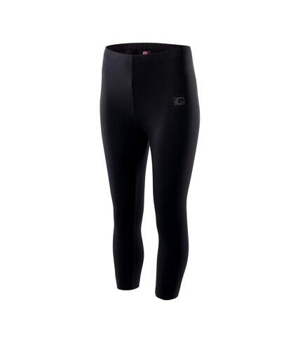 Womens/ladies silky 3/4 leggings black IQ