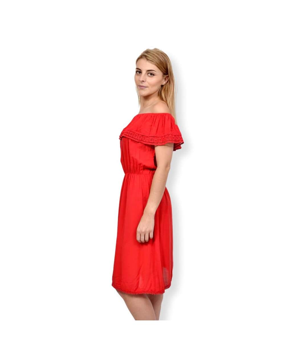 Robe femme - Sans manche - couleur  rouge - Longueur genoux