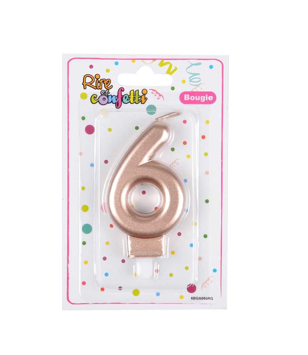 Bougie d'Anniversaire Chiffre 6 7cm Rose Gold-2