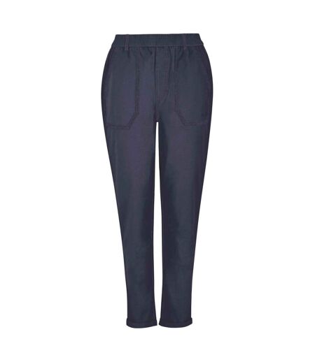 Womens/ladies malorri natural cotton pants navy Weird Fish