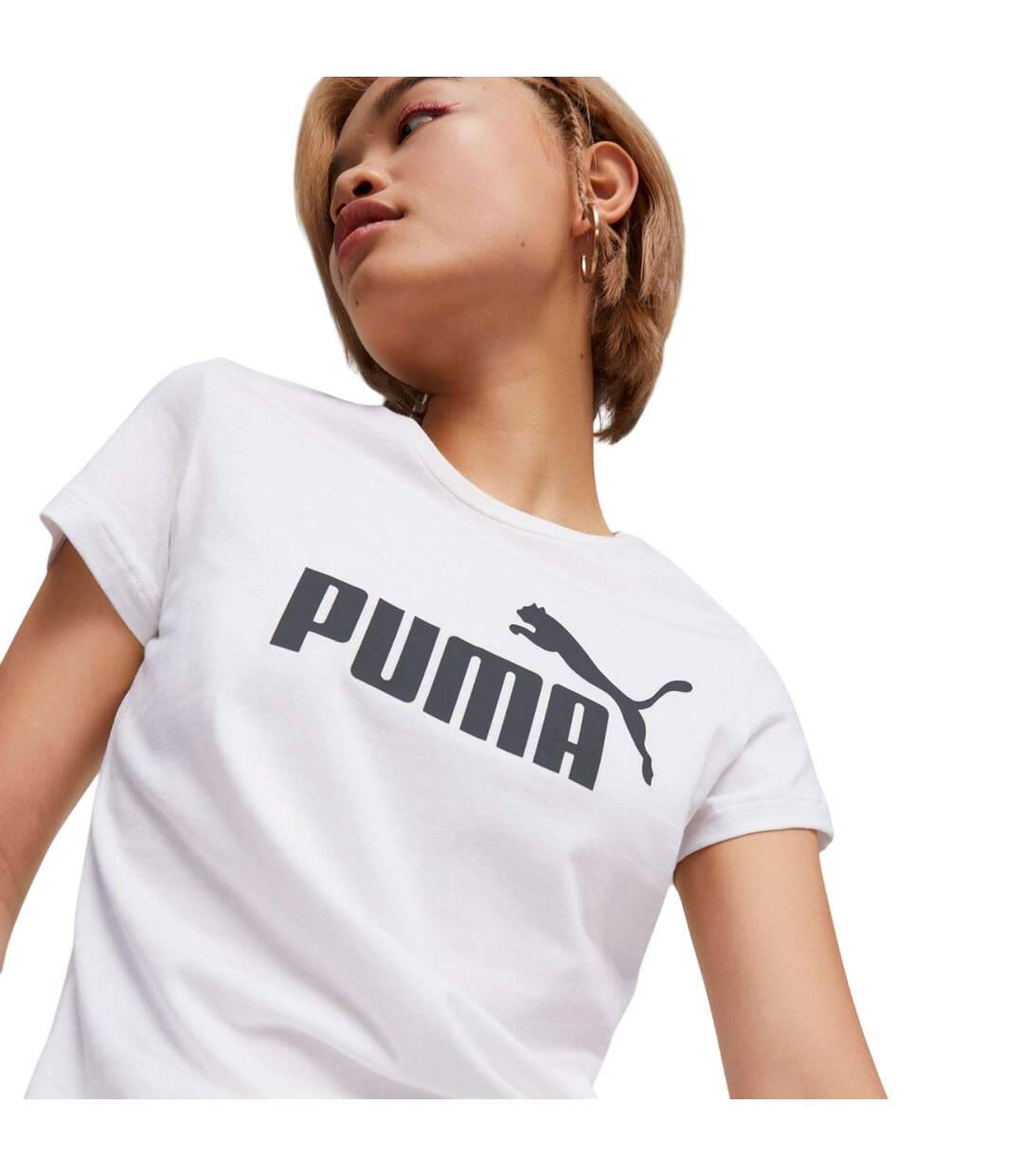 T-shirt Style Logo Essential Femme Blanc Puma-4
