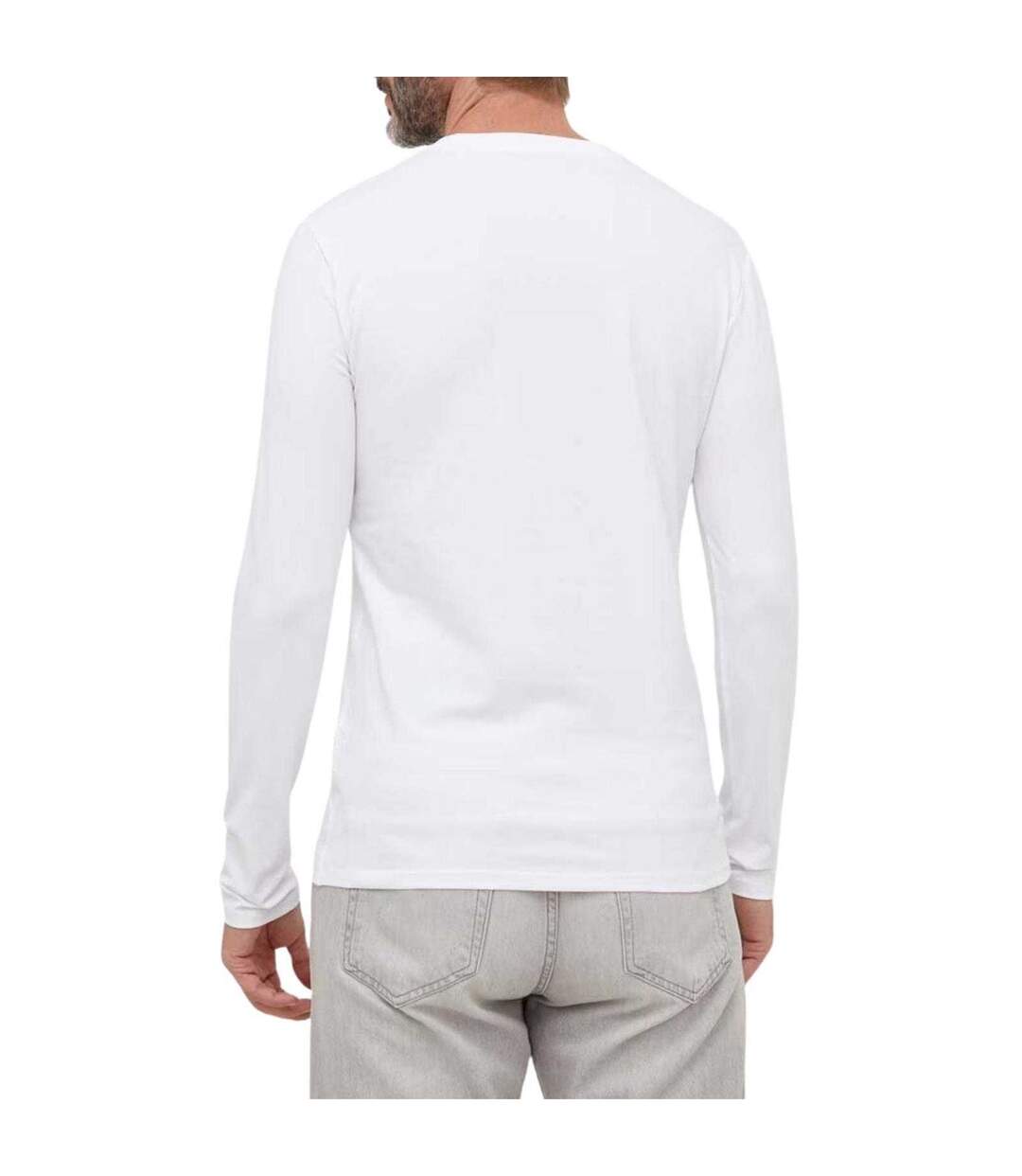 T-shirt Manches Longues Motif/style Logo Triangulaire Homme Blanc Pur Guess-2