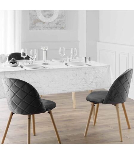 Nappe Antitache Louxor 140x240cm Blanc & Argent