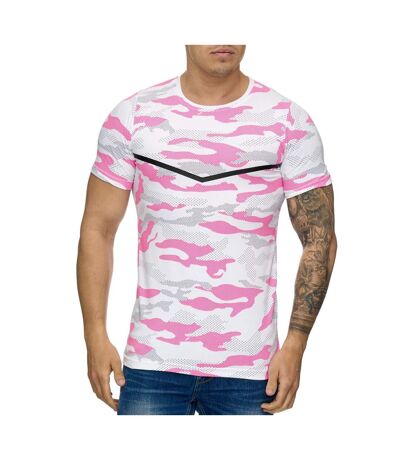 T-shirt homme camouflage T-shirt 3178 rose et Blanc