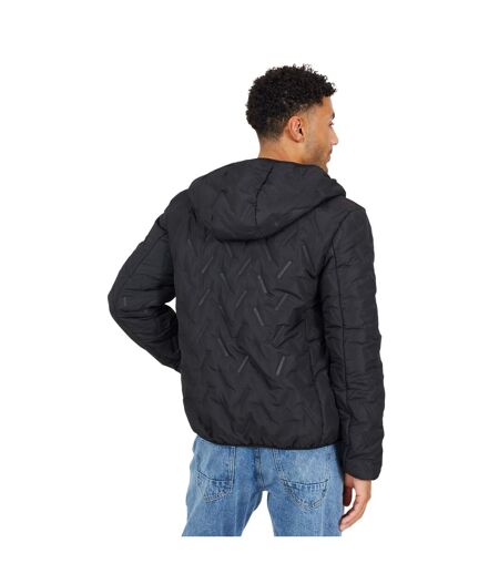 Mens Padded Hooded Jacket Black Brave Soul