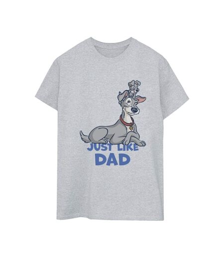 Disney Womens/Ladies Lady And The Tramp Just Like Dad Cotton Boyfriend T-Shirt (Gris sportif) - UTBI30762