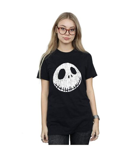Disney Womens/Ladies Nightmare Before Christmas Jack Cracked Face Cotton Boyfriend T-Shirt (Noir) - UTBI41440