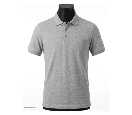 CHALLENGER REMY4 : Polo manches courtes en coton gris chiné pour un confort quotidien absolu