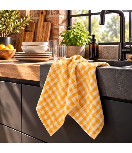 Lot de 2 torchons cuisine éponge SQUARES VICHY