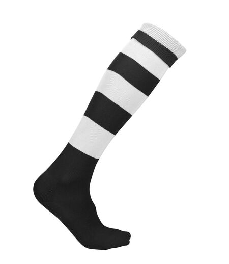 chaussettes sport rayées - PA021 - noir et blanc