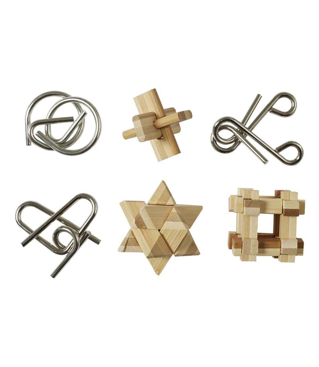 Coffret de 6 Casse-Têtes Mini 5cm Naturel & Gris-1