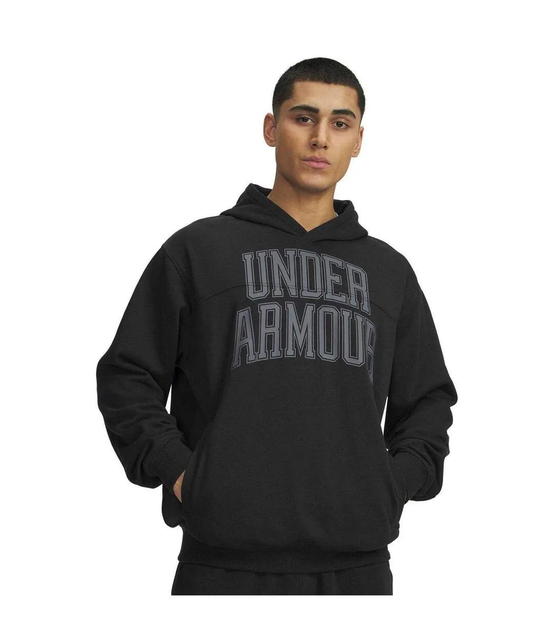 Mens Rival Lightweight Relaxed Fit Hoodie Black Under Armour-1