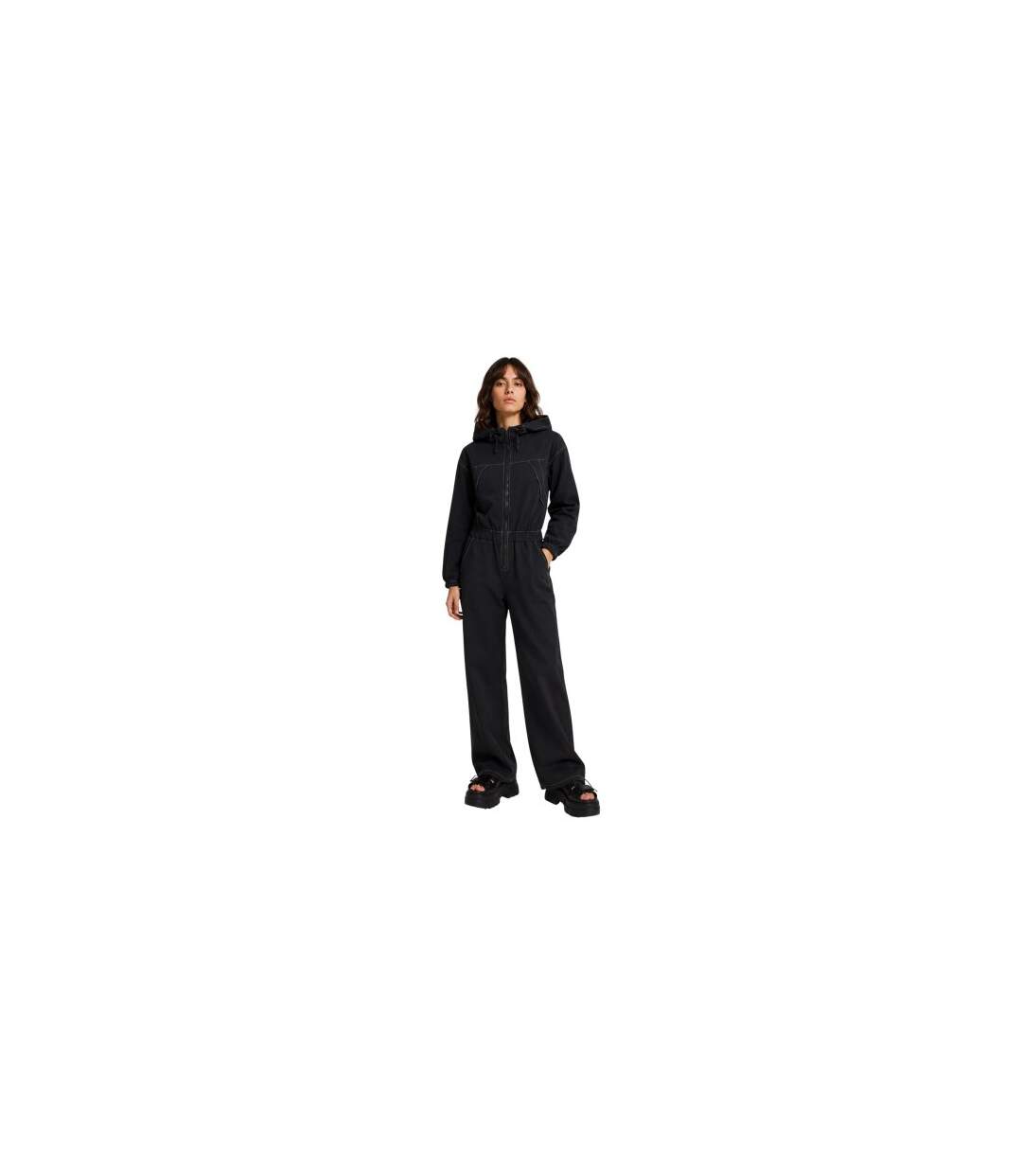 Womens/ladies Veneda Hooded Long-sleeved Jumpsuit Black Timberland-1