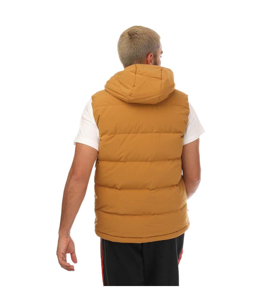 Mens Helionic Down Hooded Body Warmer Brown Adidas-3