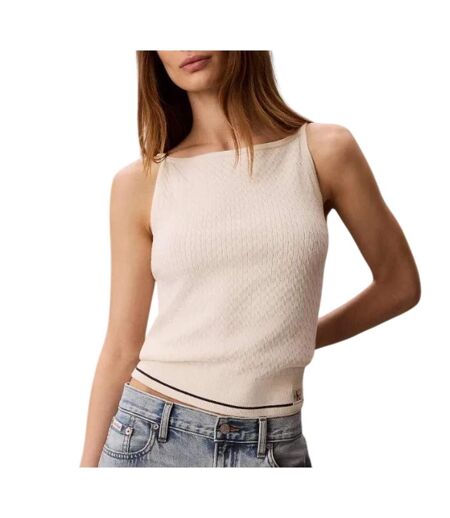 Débardeur beige femme calvin klein jeans slim woven