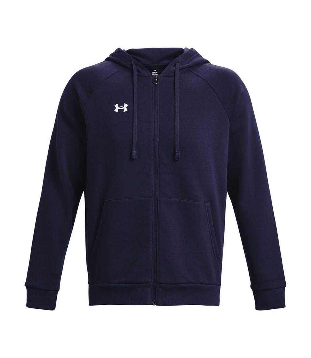 Unisex adult rival fleece full zip hoodie midnight navy Under Armour-1