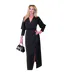 Womens/ladies Long-sleeved Formal Wrap Dress Black Ax-3