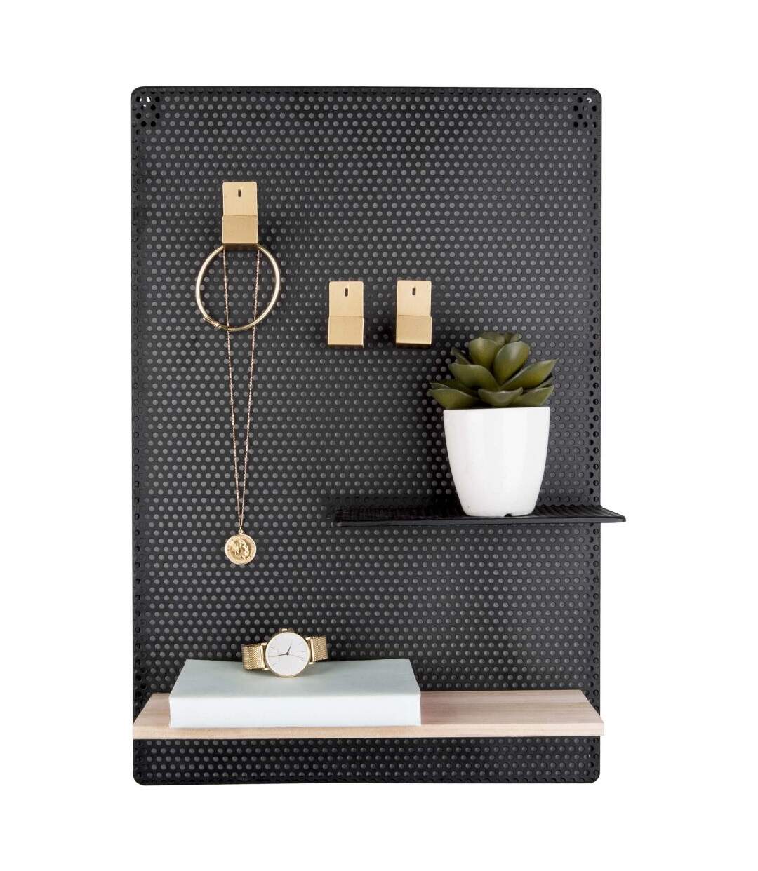 Tableau mémo avec étagère en métal Perky Vert-2