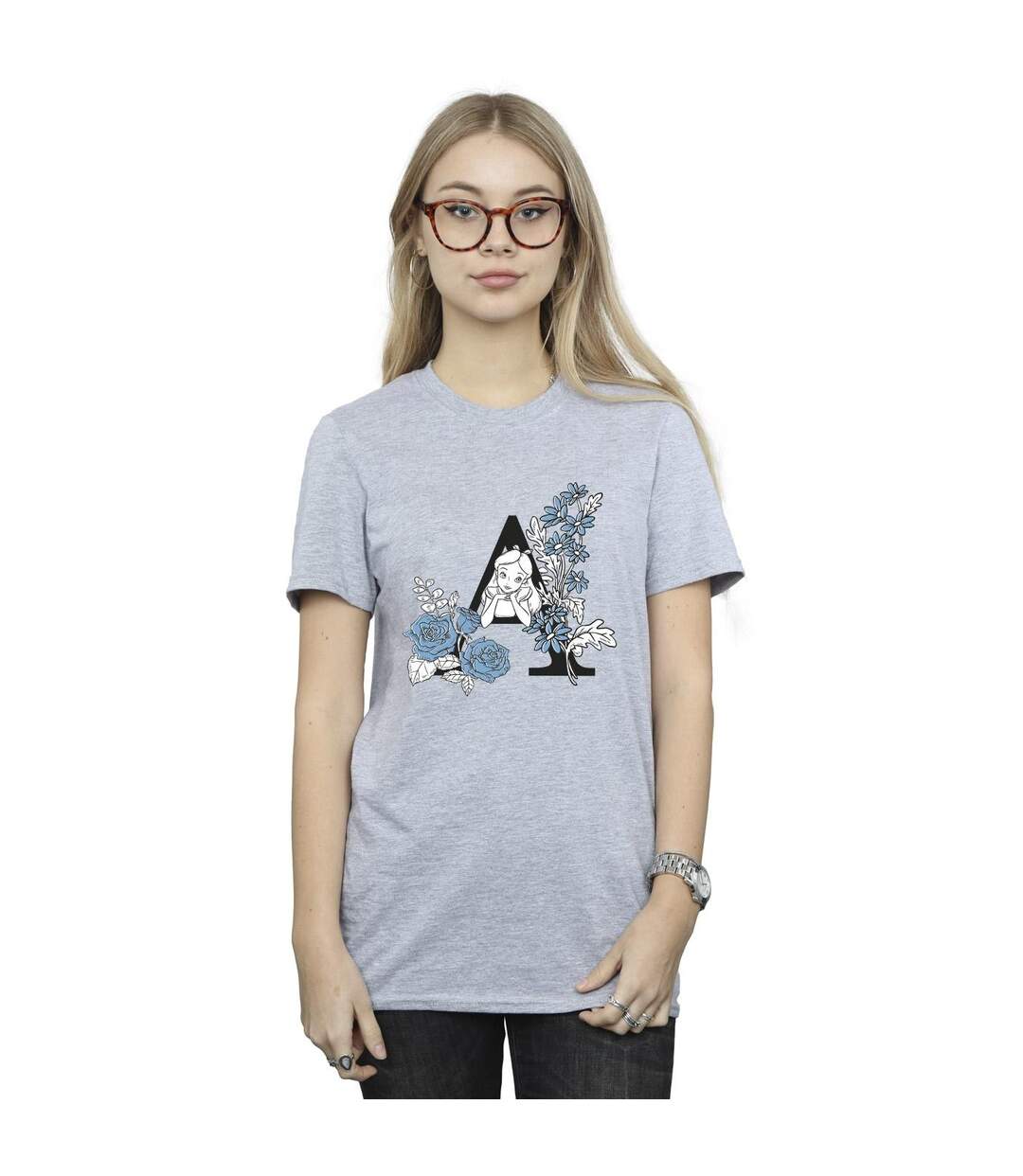 Disney - T-shirt ALICE IN WONDERLAND LETTER A - Femme (Gris sportif) - UTBI9059-2