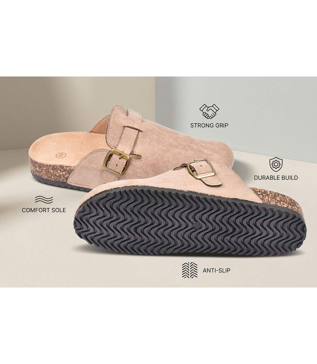 OZABI Sabots femme confort boucle ajustable semelle liège-5