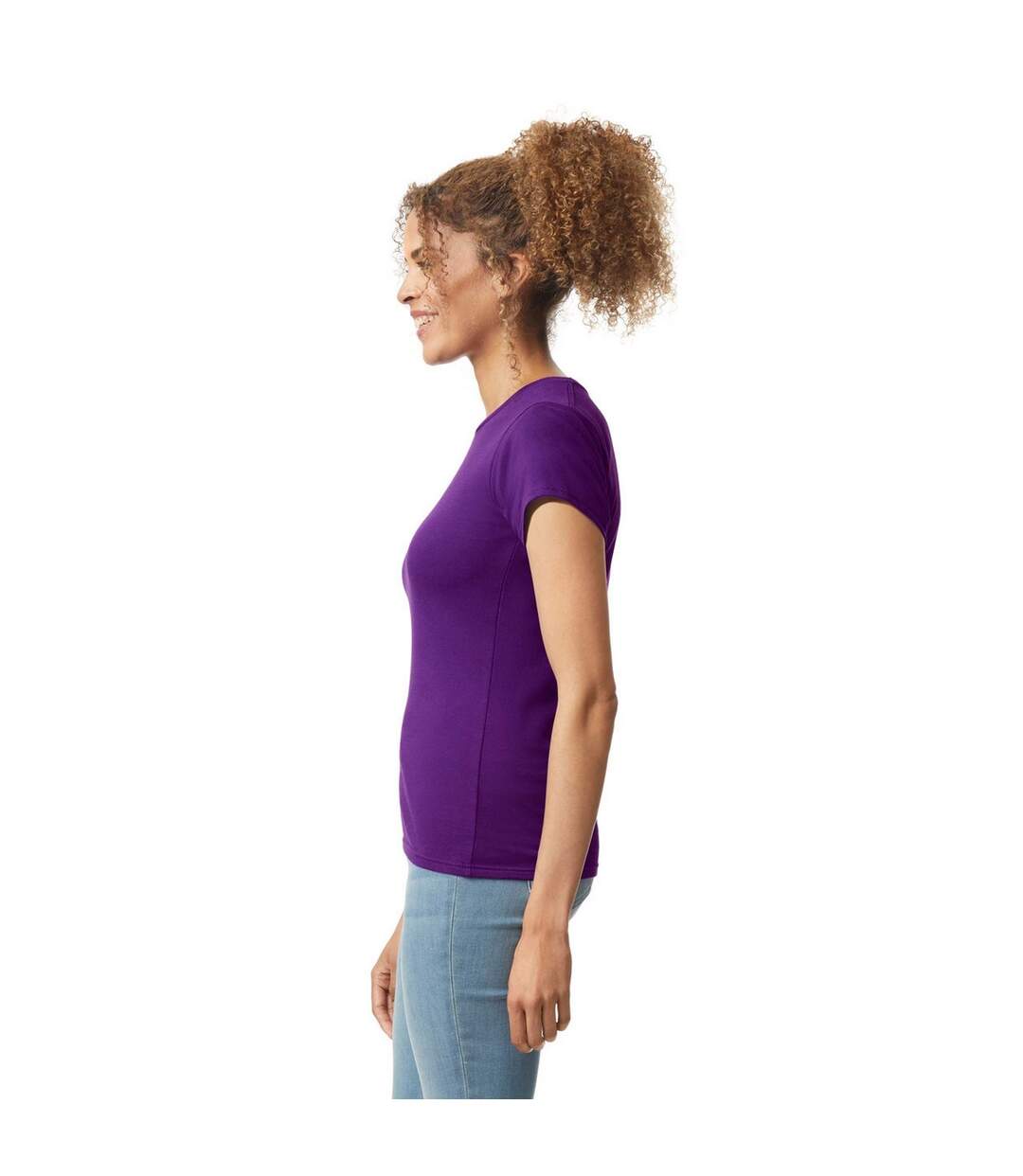 Womens/ladies Softstyle Plain Ringspun Cotton Fitted T-shirt Purple Gildan-3
