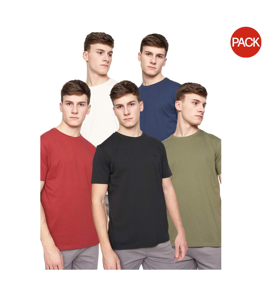 Pack Of 5  Mens Bonucci T-shirt  White Blue Red Black Green Bewley & Ritch-1