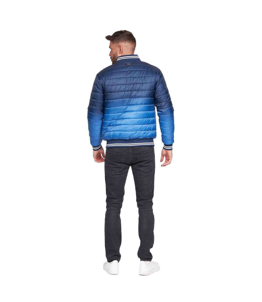 Mens Basefade Padded Jacket Blue Crosshatch-3