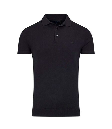 Mens Knitted Short-sleeved Polo Shirt Black Raging Bull