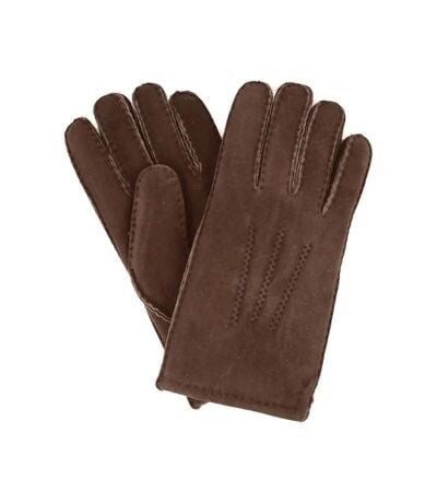 Womens/ladies Stitch Detail Sheepskin Winter Gloves Shiny Eastern Counties Leather