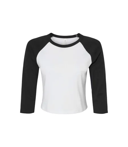 T-shirt Manches ¾ Femme Blanc Noir Bella + Canvas