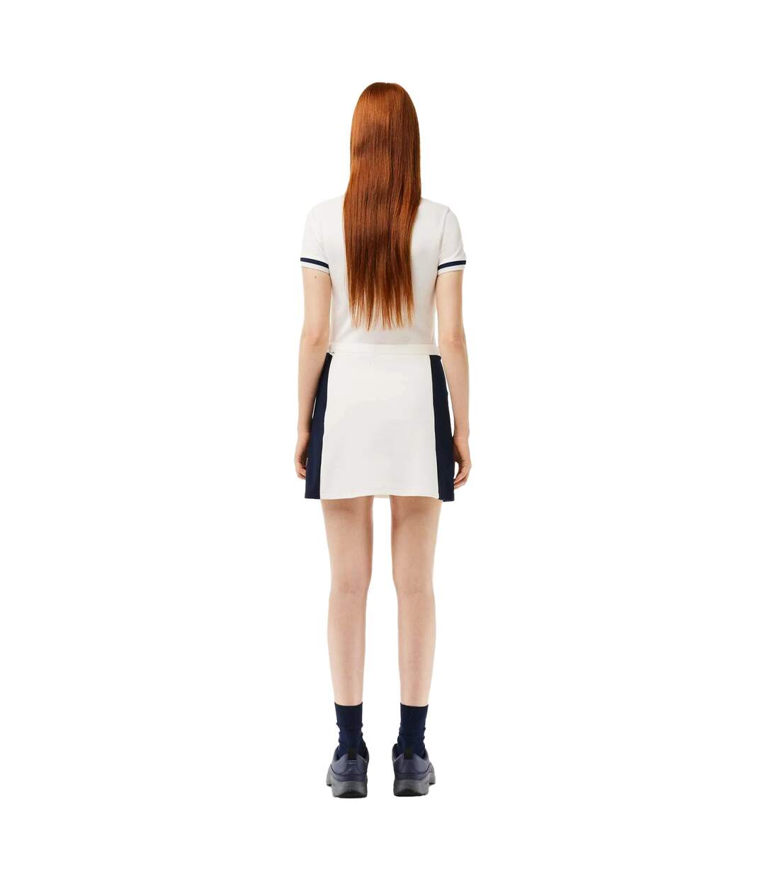 Womens/ladies Colour Block Pique Mini Skirt White Navy Lacoste-3