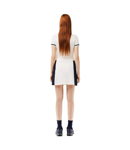 Womens/ladies Colour Block Pique Mini Skirt White Navy Lacoste