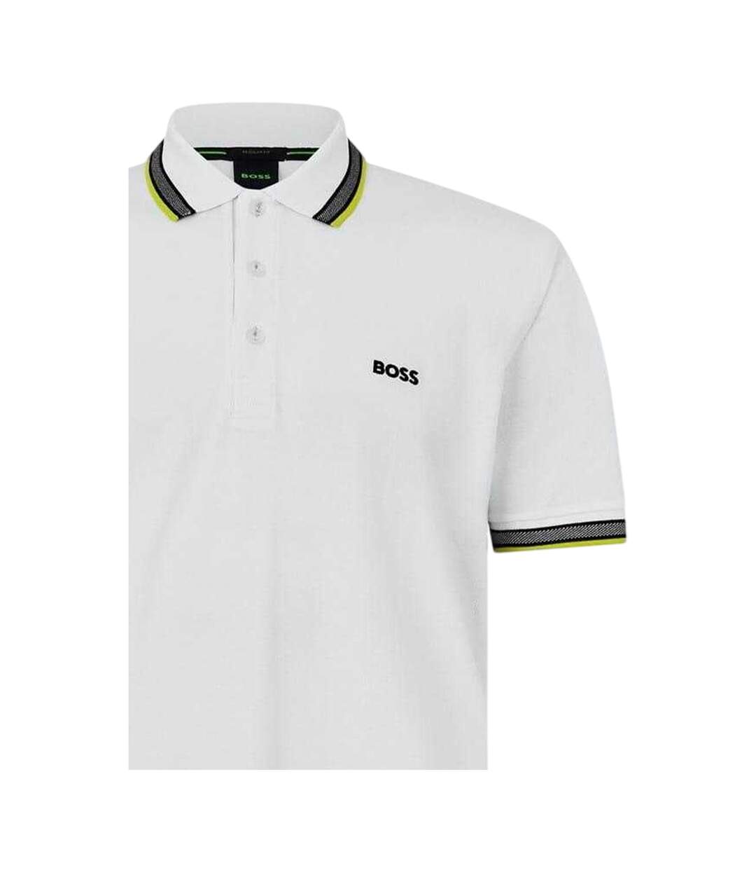 Polo Motif/style Rayure Contrastée Sur Bord Paddy Homme Blanc Vert Boss-2