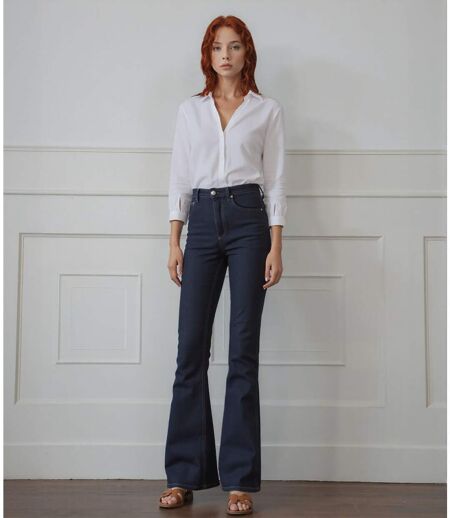Jean Femme évasé bleu brut - Taille Haute - Elégance incontournable