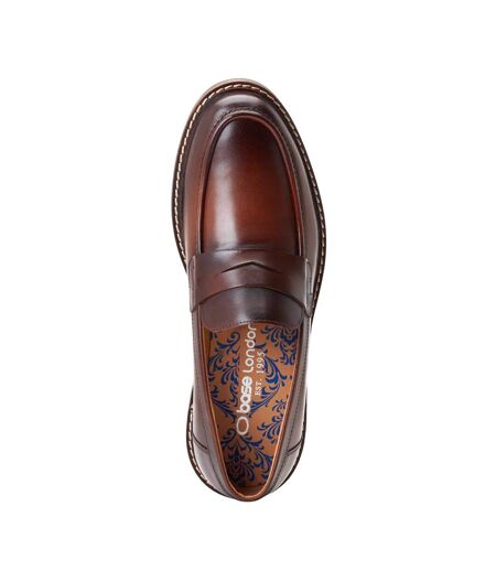 Mens Ivey Leather Loafers Burnt Brown Base London