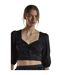 Womens/ladies Twisted Knot Front Puff Sleeve Crop Top Black Glamorous-4