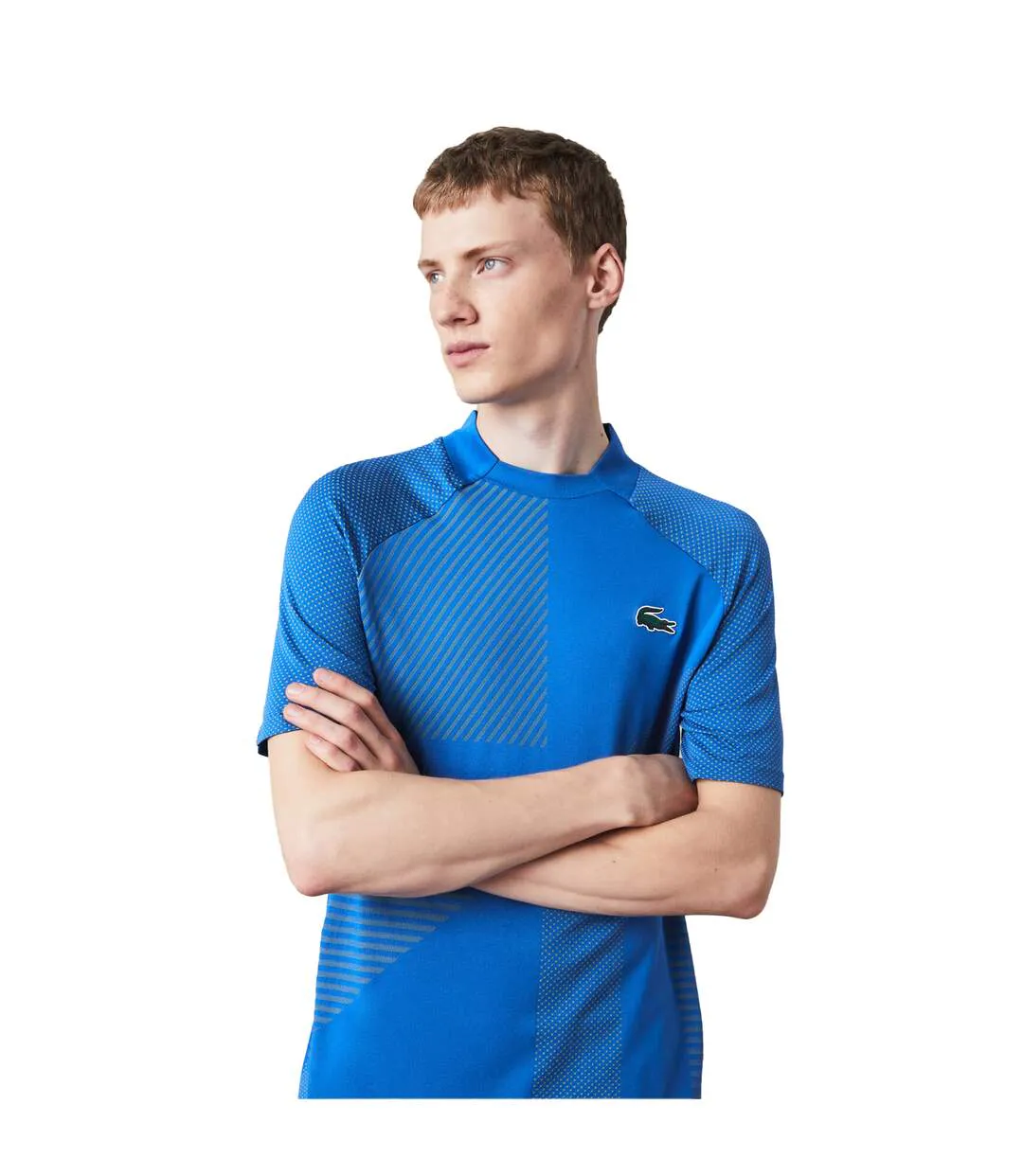 Mens Geometric Pattern Ultra Dry Polo Shirt Blue Lacoste-4