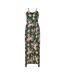 Womens/ladies Floral Spaghetti Strap Wrap Dress Black Mela London-2