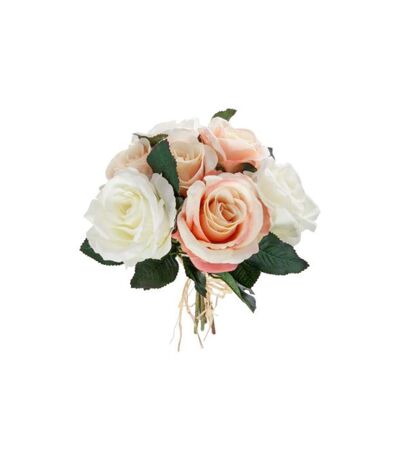 Bouquet de Fleur 7 Roses 30cm Rose & Blanc