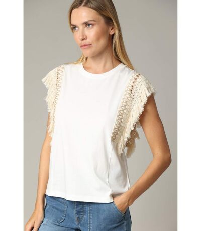 T-shirt col rond sans manche style bohème 100% coton DAYNA