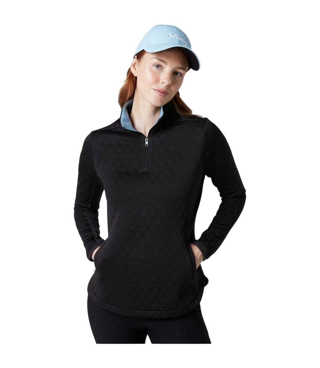 Womens/ladies Funnel Neck Raglan Golf Sweatshirt Caviar Callaway-2