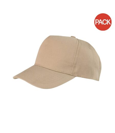 Result Unisex Core Boston 5 Panel Printers Baseball Cap (Pack of 2) (Khaki) - UTBC4231