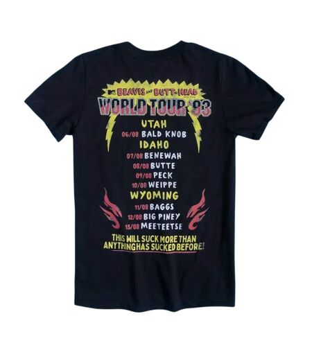T-shirt Motif/style Imprimé Au Dos World Tour Adulte Noir Beavis & Butthead