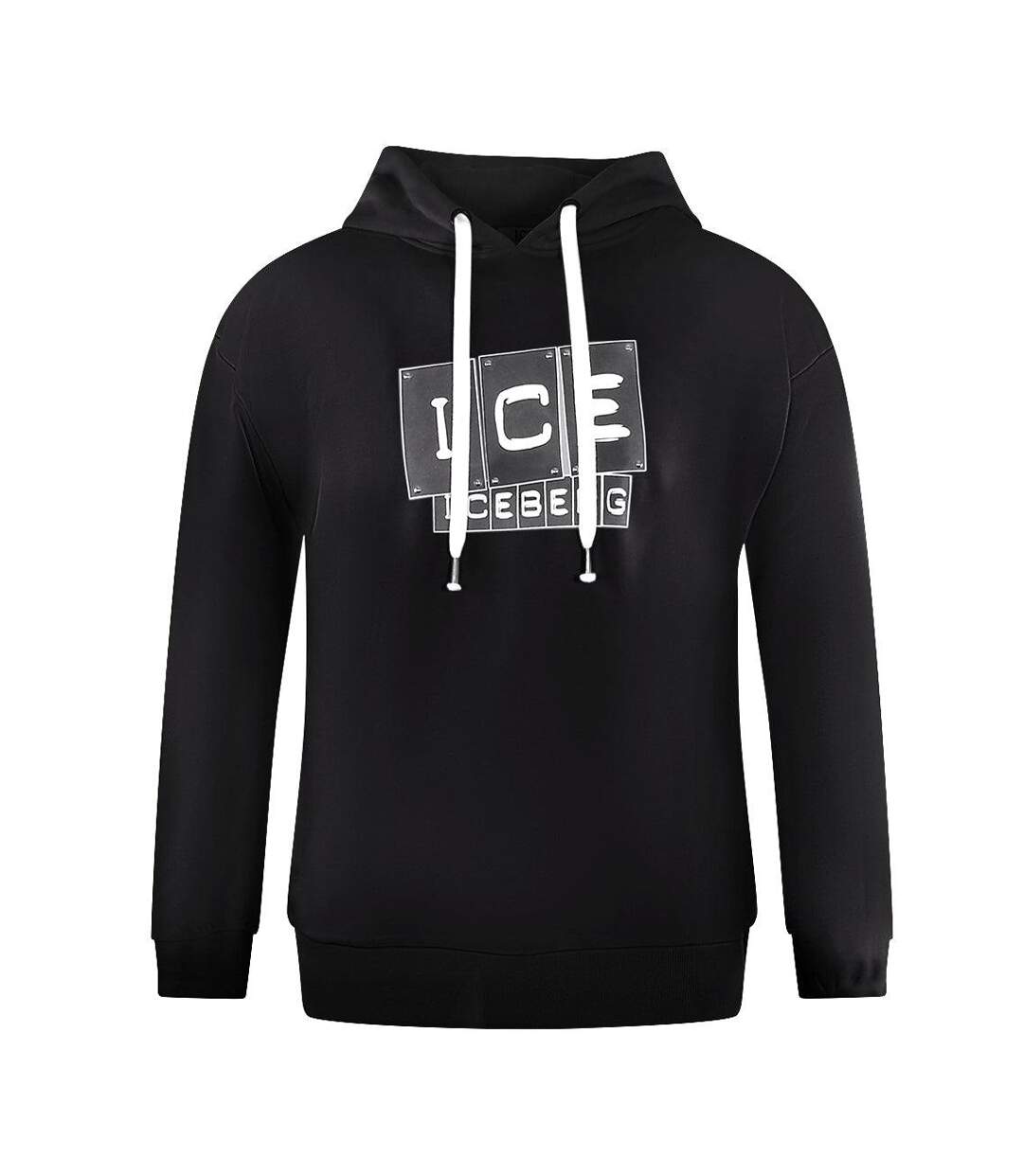 Sweat À Capuche Motif Logo Bloc Homme Noir Ice Iceberg-1