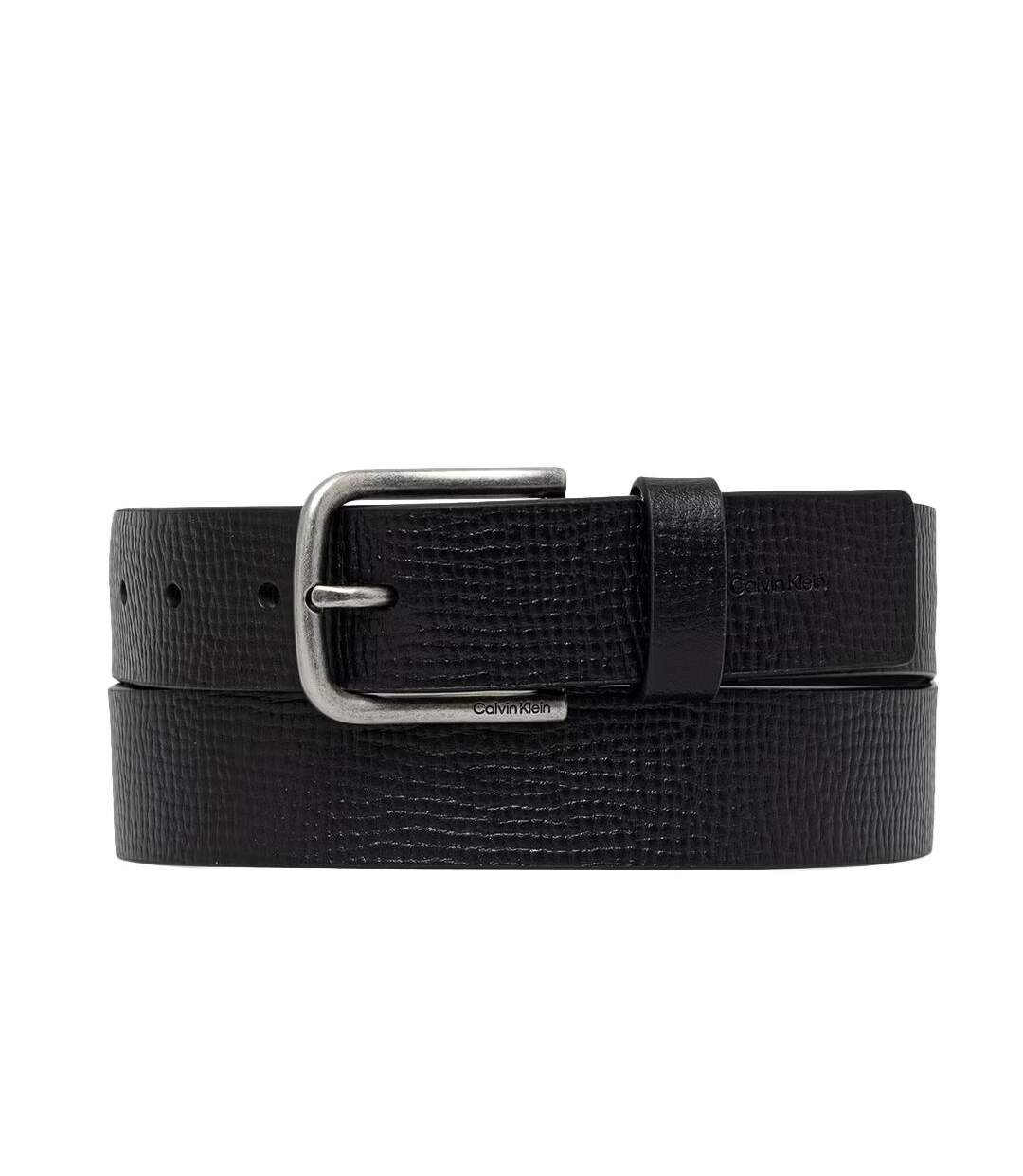 Ceinture noir homme calvin klein round buckle 35mm-2