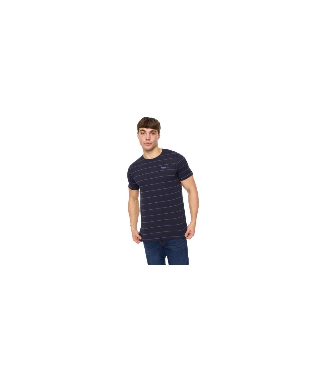 Mens Hemtowns T-shirt Navy Crosshatch-1