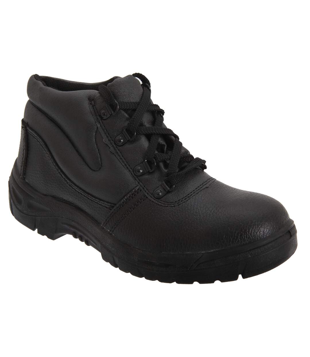 Mens grain leather padded ankle safety toe cap & steel midsole boots black Grafters-1