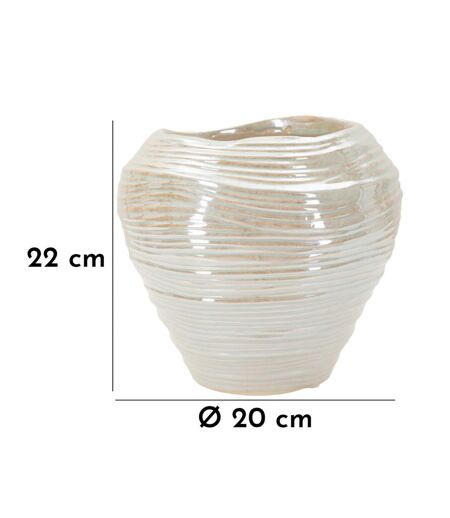 Vase Rond en Céramique Perly 22cm Blanc