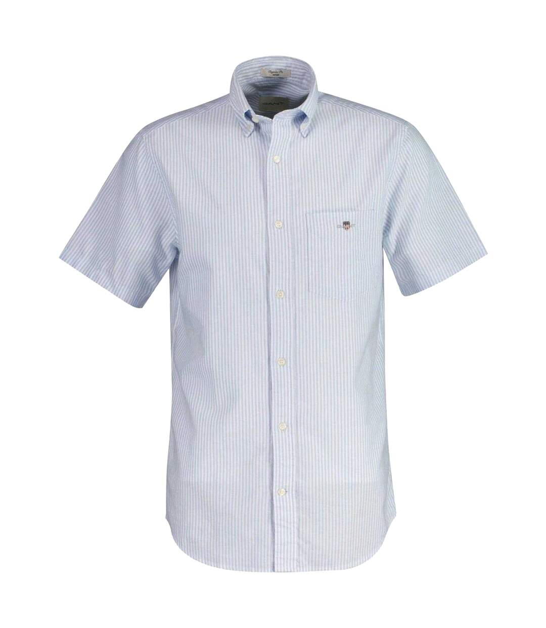 Mens Stripe Short-sleeved Button-down Shirt Light Blue Gant-1